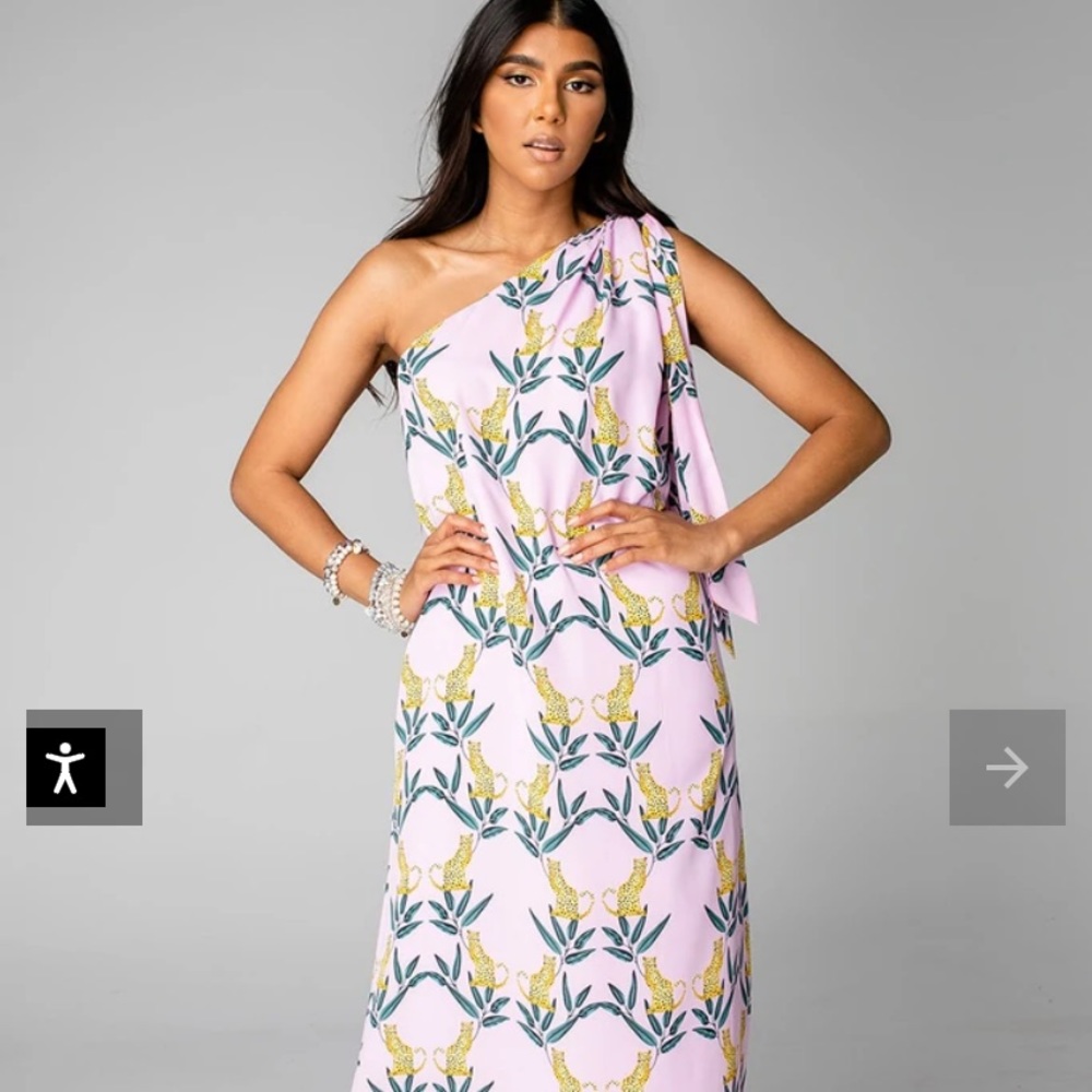 Buddy Love Goddess One Shoulder Maxi dress in Jungle Cat